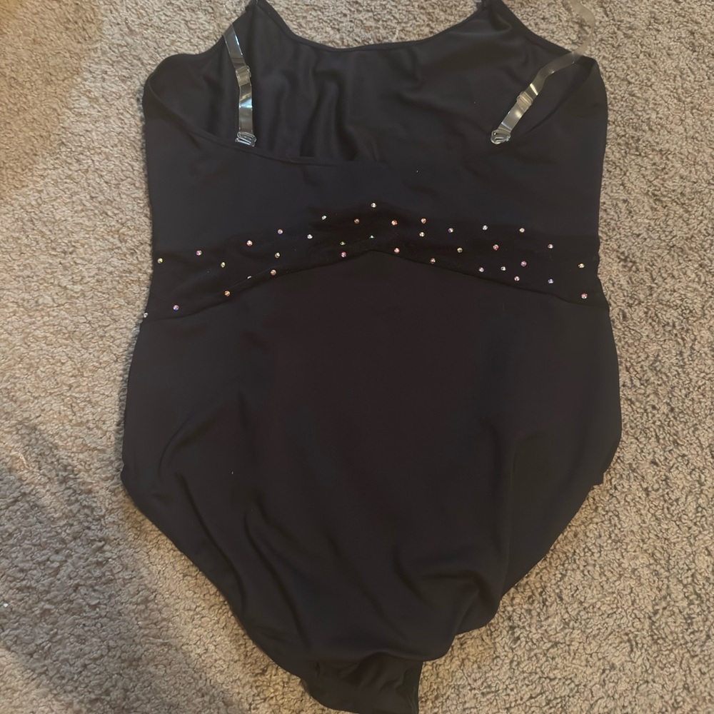 Black Rhinestone-Leotard with Star Logo - Picture 2 of 3
